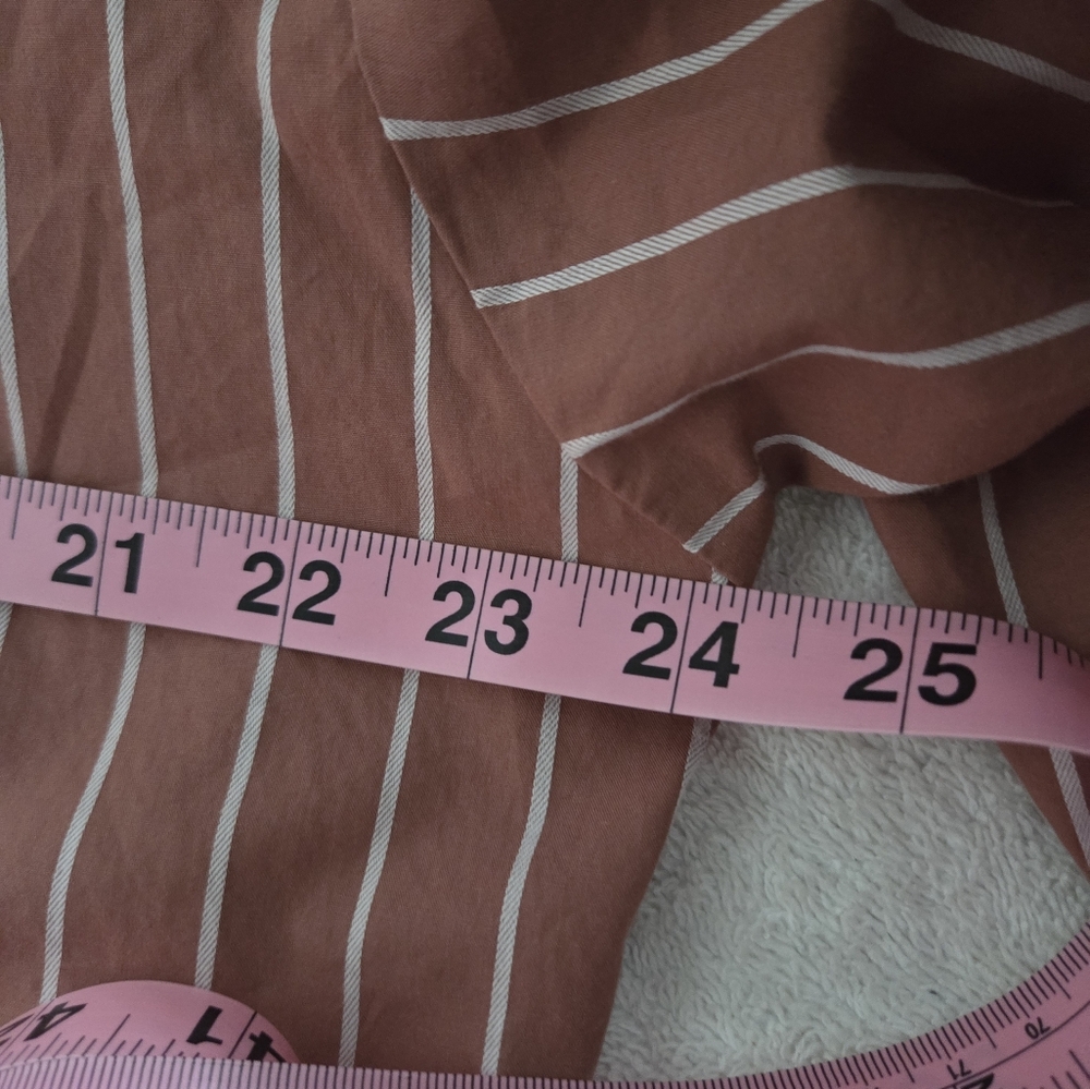 A New Day Size XL Striped Oversized Shirt Brown W/babypink Stripes - Picture 12 of 12